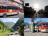 01 Bus Leaves Kathmandu In Early Morning, Stops For Gas and Drives Along Arniko Highway Towards Tibet We board our bus and drive out of Kathmandu in the early morning and drive through the verdant countryside before stopping for gas. The foothills along the road had stepped terraces which are used to cultivate crops.